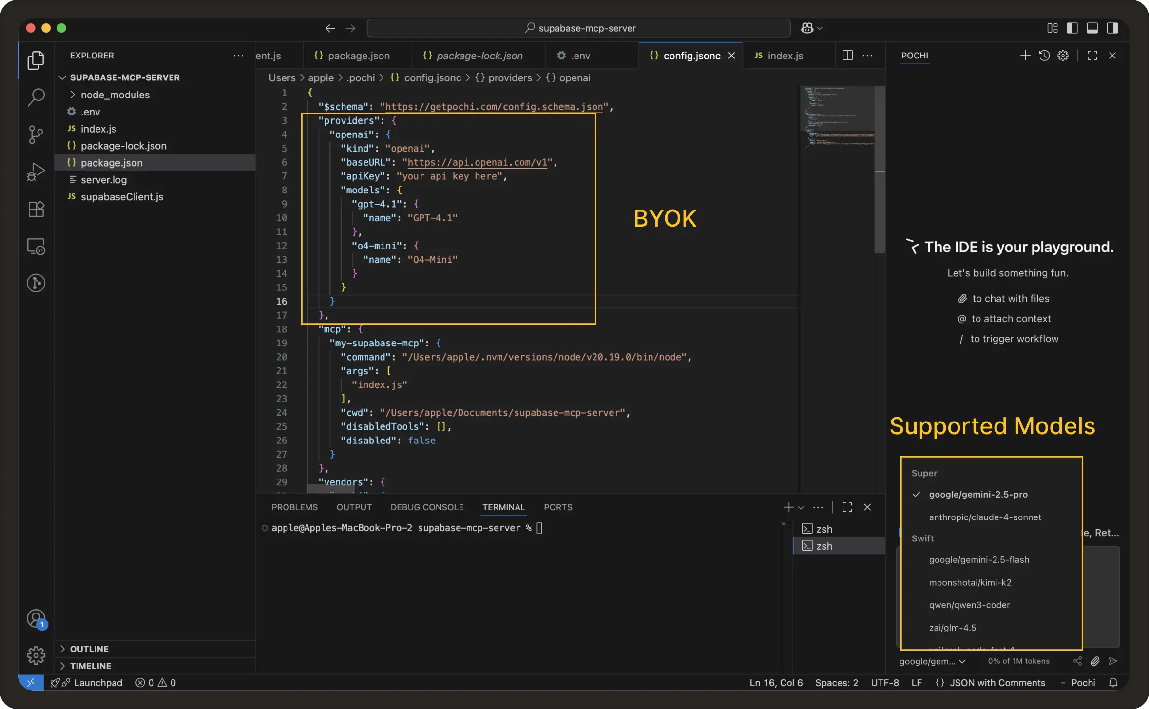 BYOK or use supported models