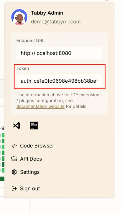 Tabby Auth Token