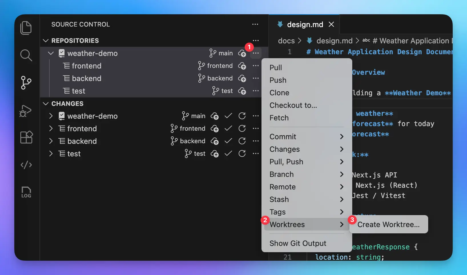 Create Worktree from VSCode Source Control